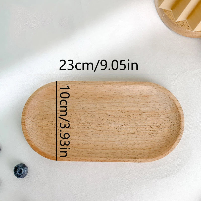 Round Wood Dish, Plate Acacia Wooden for Cake, Sweets Fruit Dessert Coffee Dish, round Wood Dinner Tableware Plates, Tray for Home Decoration