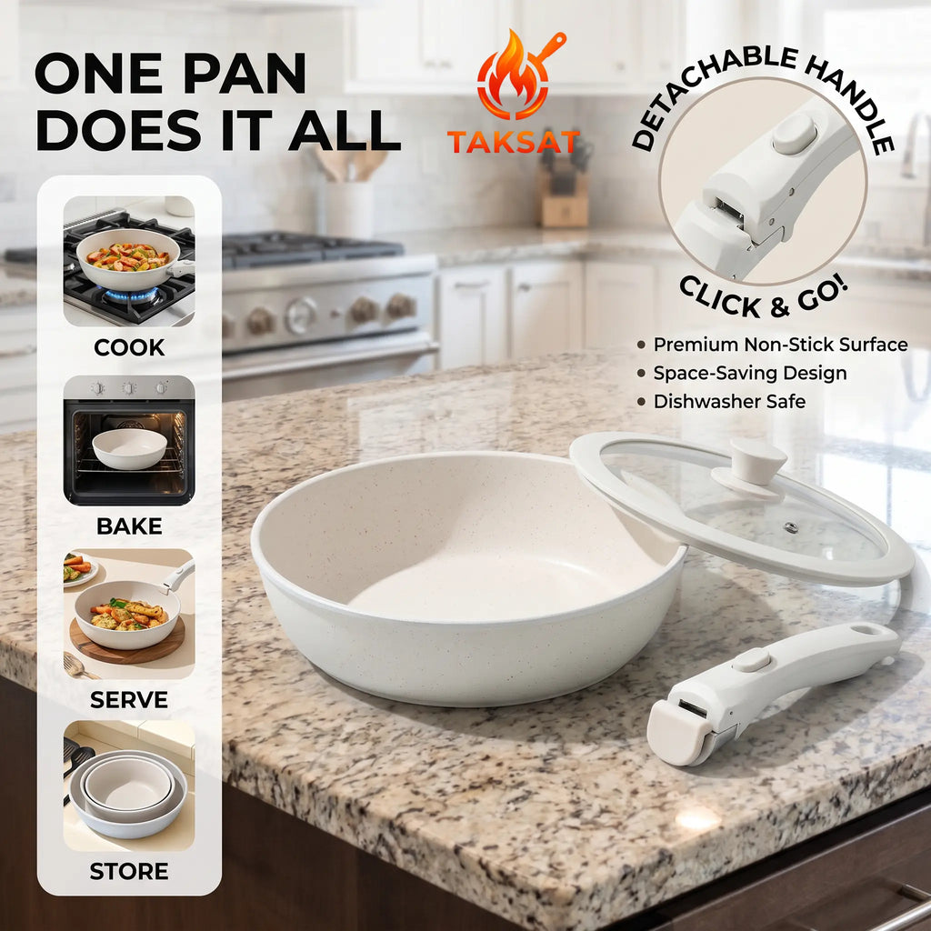 20Pcs Kitchen Cookware Sets, Kitchenware Non-Stick Pots and Pans Set, Kitchen Supplies, Pans & Woks, Cookware, Kitchenhacks, Mealprep, Detachable Handle, Oven Safe, Cooking & Caraway Pan-Camping Dishes, Versatile Cookware