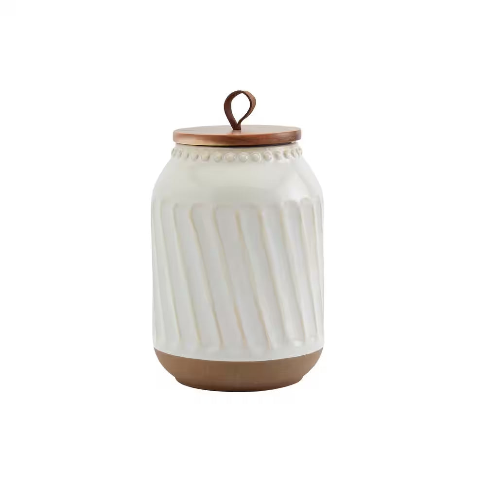 Ziggy 3-Piece Ceramic Canister Set with Acacia Wood Lids