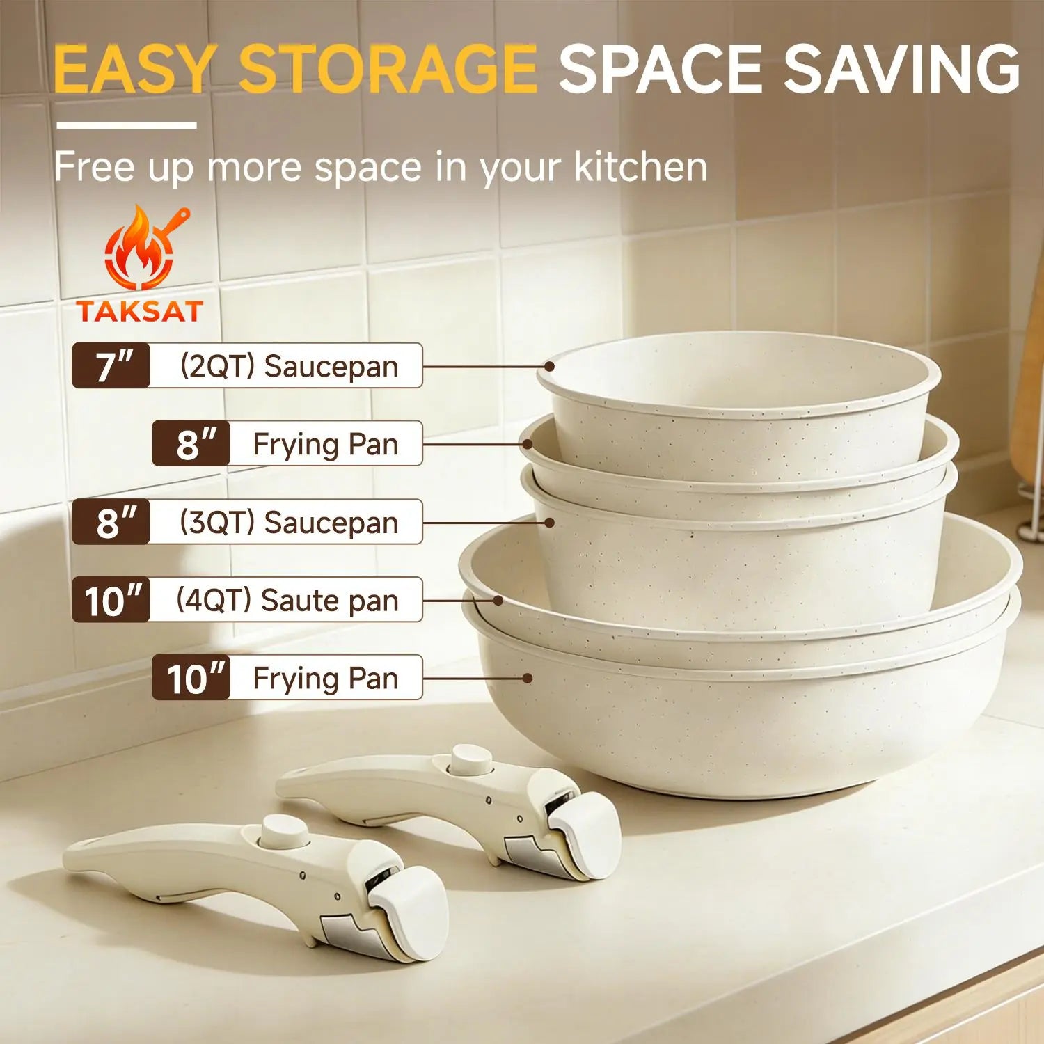 20Pcs Kitchen Cookware Sets, Kitchenware Non-Stick Pots and Pans Set, Kitchen Supplies, Pans & Woks, Cookware, Kitchenhacks, Mealprep, Detachable Handle, Oven Safe, Cooking & Caraway Pan-Camping Dishes, Versatile Cookware