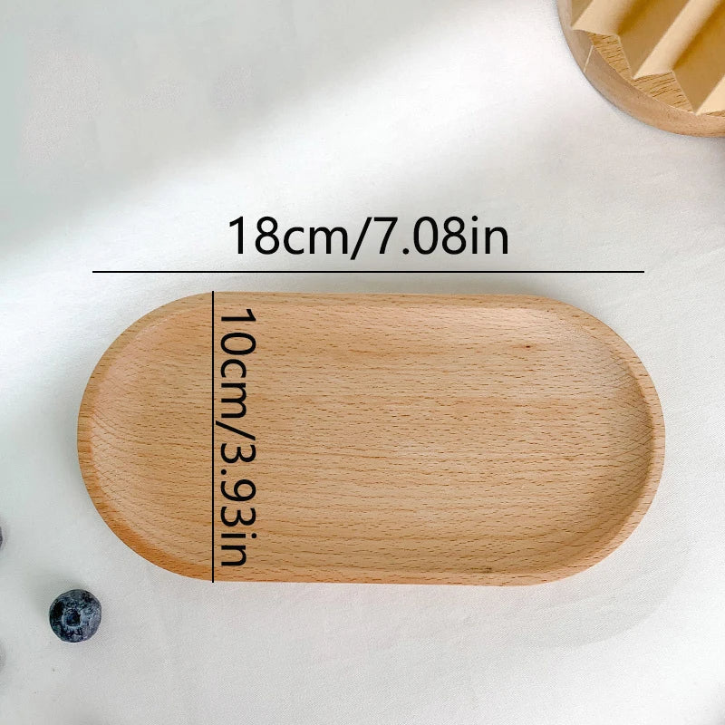 Round Wood Dish, Plate Acacia Wooden for Cake, Sweets Fruit Dessert Coffee Dish, round Wood Dinner Tableware Plates, Tray for Home Decoration