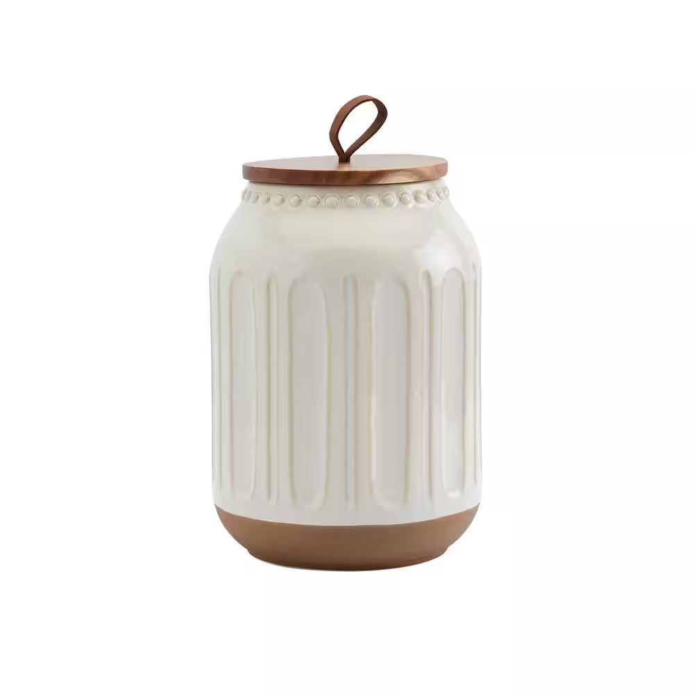 Ziggy 3-Piece Ceramic Canister Set with Acacia Wood Lids