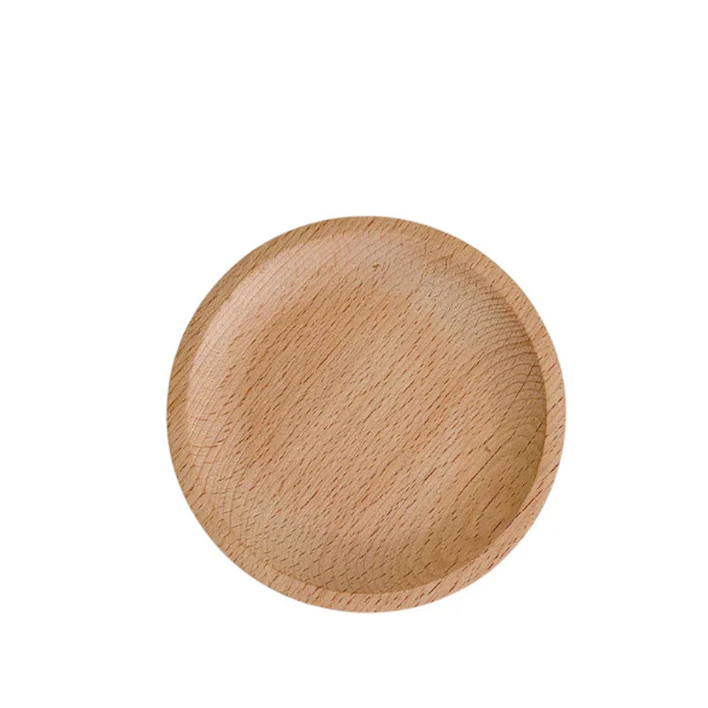 Round Wood Dish, Plate Acacia Wooden for Cake, Sweets Fruit Dessert Coffee Dish, round Wood Dinner Tableware Plates, Tray for Home Decoration