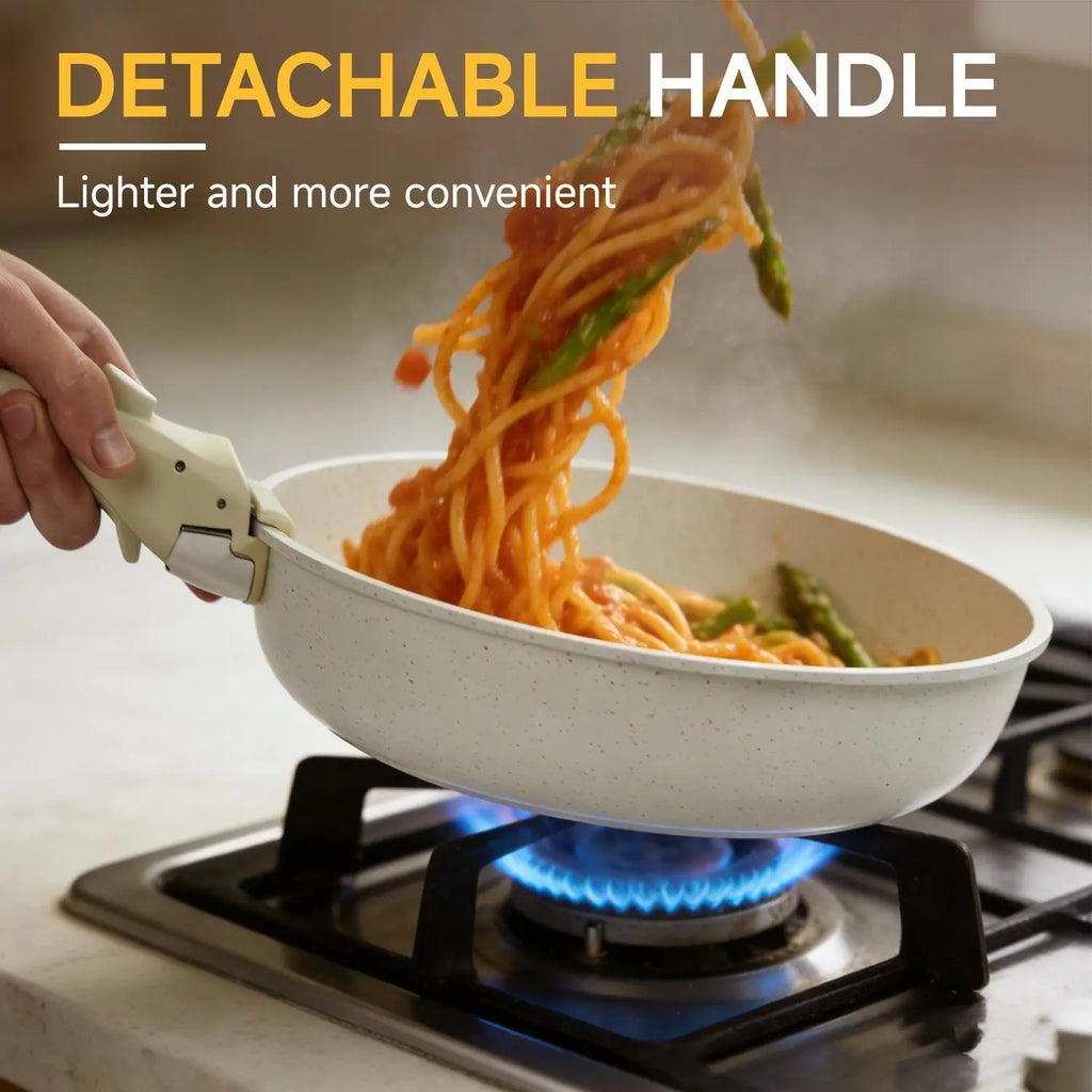 20Pcs Kitchen Cookware Sets, Kitchenware Non-Stick Pots and Pans Set, Kitchen Supplies, Pans & Woks, Cookware, Kitchenhacks, Mealprep, Detachable Handle, Oven Safe, Cooking & Caraway Pan-Camping Dishes, Versatile Cookware