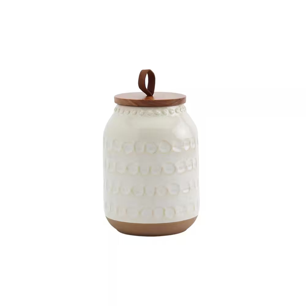 Ziggy 3-Piece Ceramic Canister Set with Acacia Wood Lids