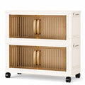 Collapsible Storage Bins with Lids & Wheels - Stackable Storage Organizer, Easy Assembly Plastic Cabinet for Clothes, Toys, Pantry, Home Organization Must Have