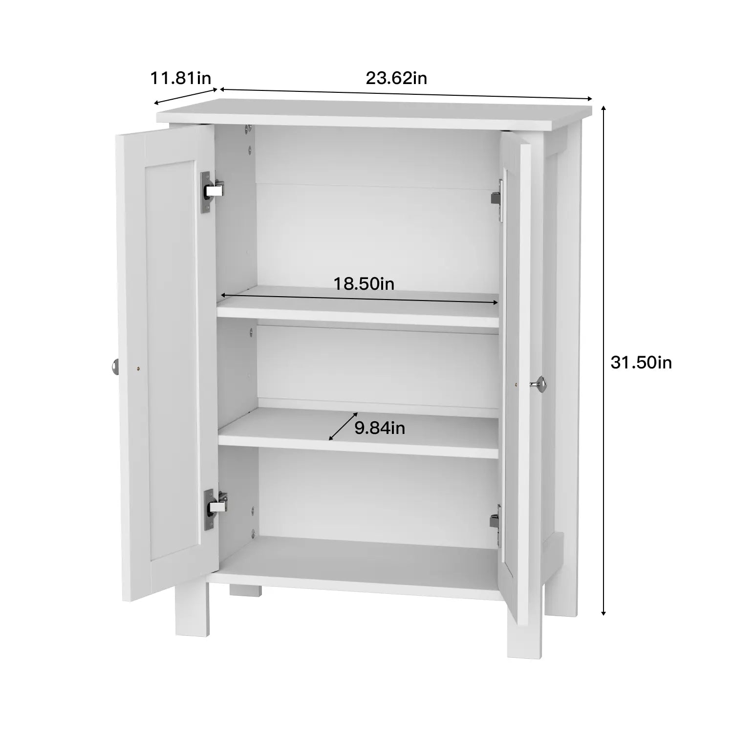 Kullavik Wooden Bathroom Floor Storage Cabinet - Freestanding 2-Compartment Compartmentalized High-Capacity Storage Floor Cabinet with Double Doors for Entryway, Living Room, Compartmentalized Floor Cabinets, High-Capacity Floor Cabinets