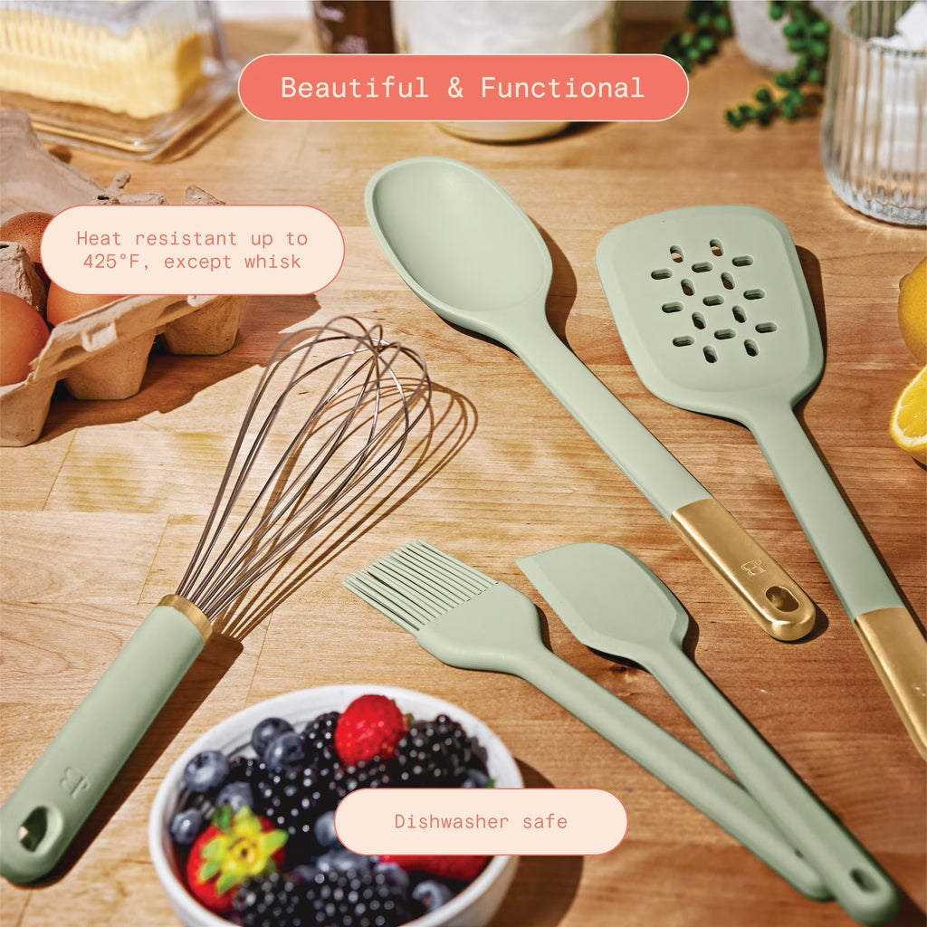 5-Piece Kitchen Tool Set, Sage Green by Drew Barrymore