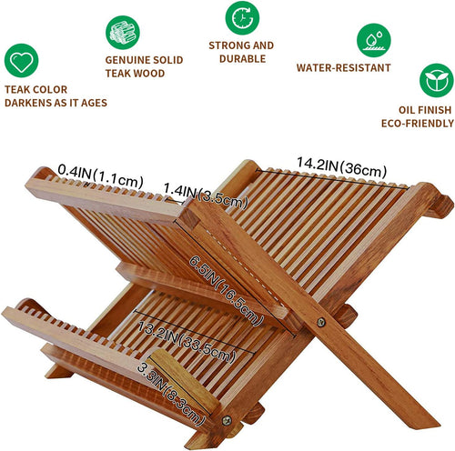 Teak Collapsible 2 Tier Rack Dish Drying Rack and 2 Tier Standing Shower Organizer Caddy Corner with Handle