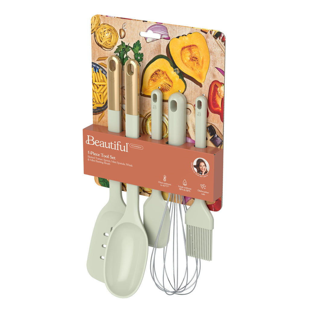 5-Piece Kitchen Tool Set, Sage Green by Drew Barrymore